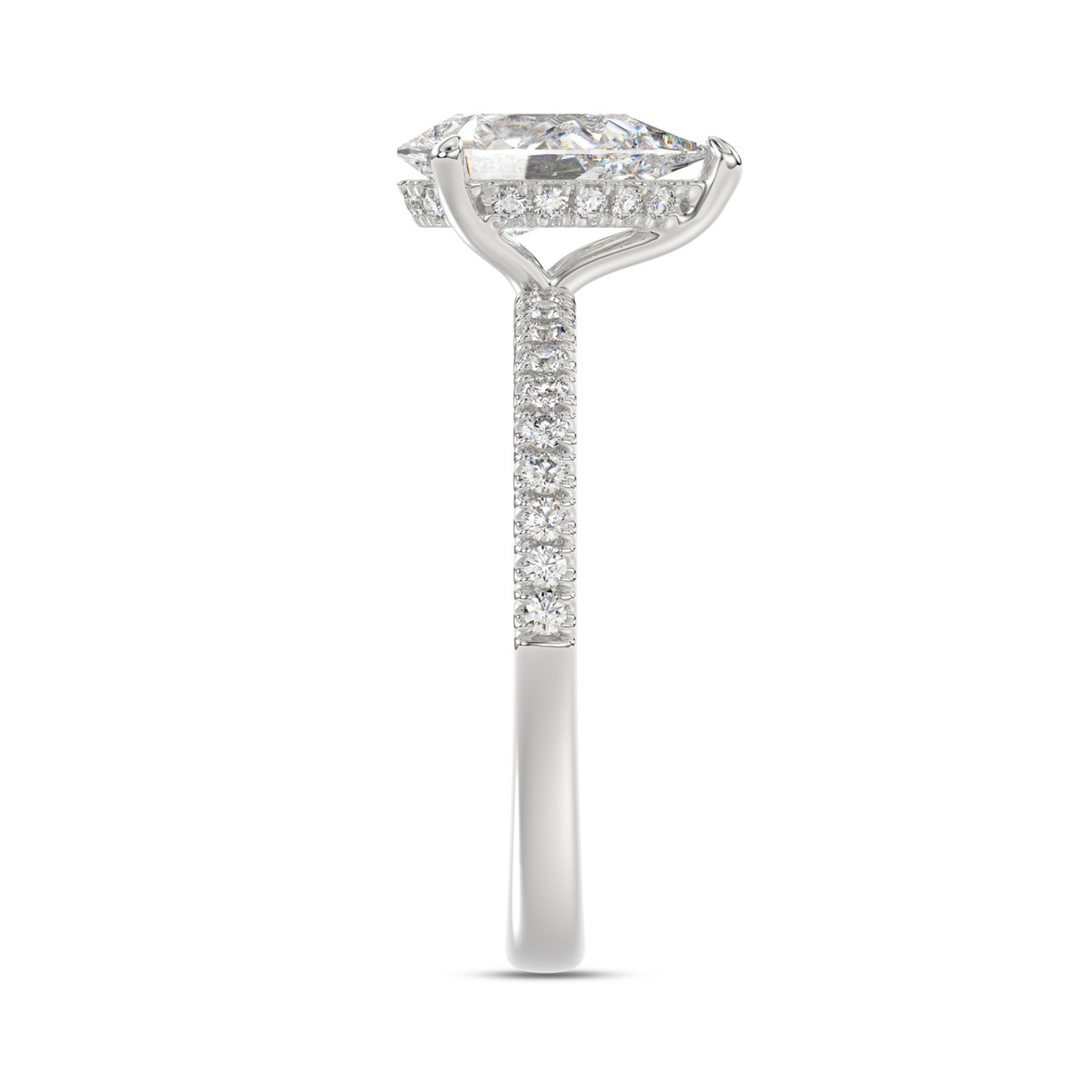 14K WHITE GOLD 1 3/4CT ROUND/PEAR DIAMOND LADIES RING (CENTER STONE PEAR DIAMOND 1 1/2CT)