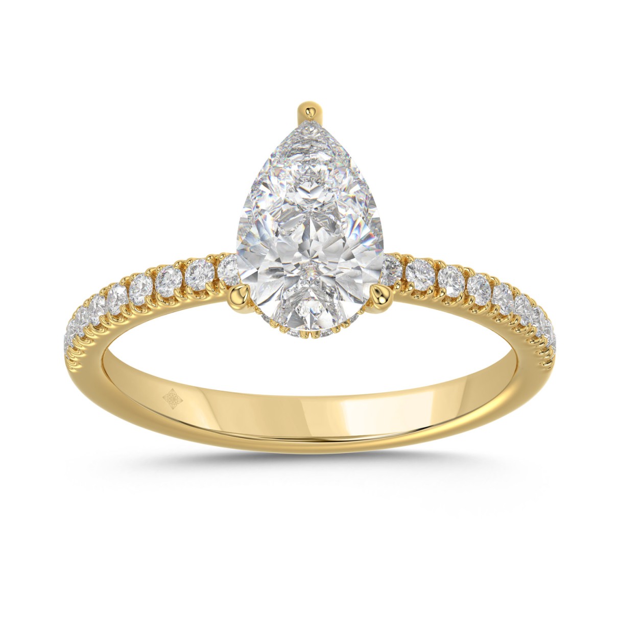 14K YELLOW GOLD 1 3/4CT ROUND/PEAR DIAMOND LADIES ...