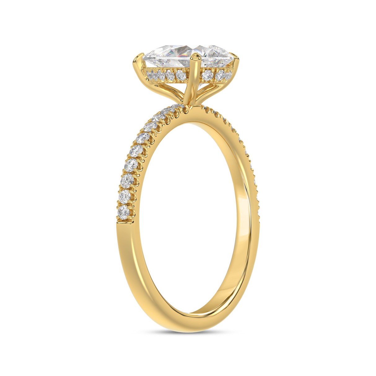 14K YELLOW GOLD 1 3/4CT ROUND/PEAR DIAMOND LADIES RING (CENTER STONE PEAR DIAMOND 1 1/2CT)