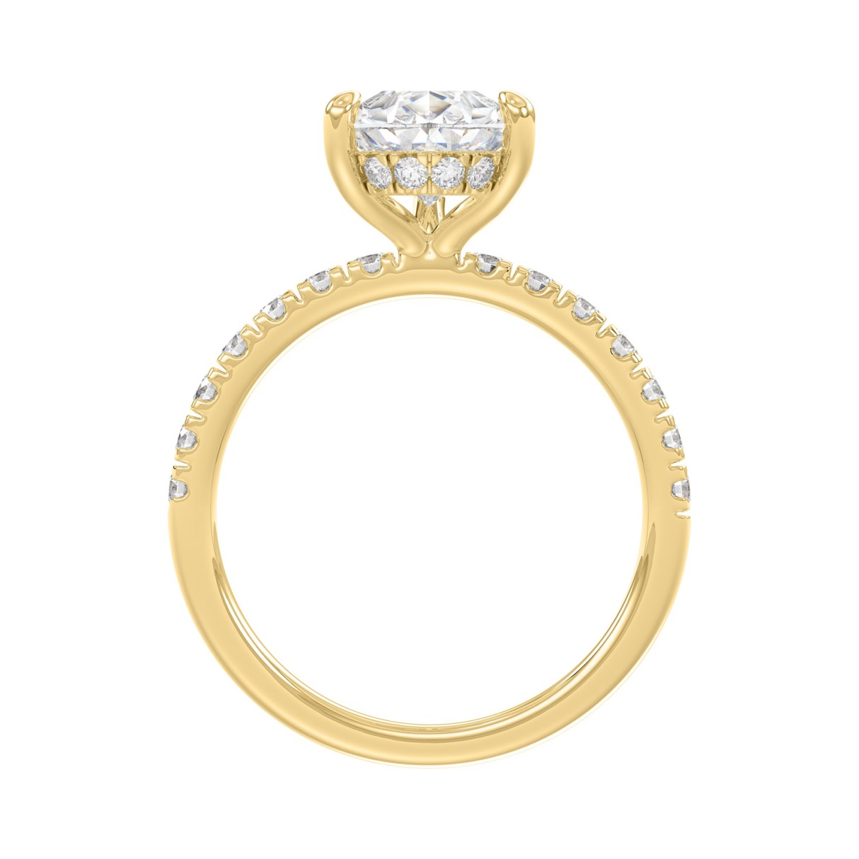 14K YELLOW GOLD 3 1/2CT ROUND/PEAR DIAMOND LADIES RING (CENTER STONE PEAR DIAMOND 3CT)