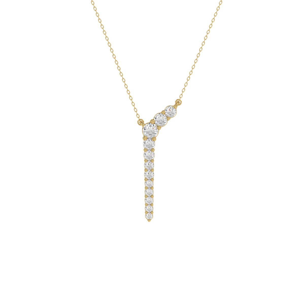 10K Yellow Gold 1/3Ct Round Diamond Y Shape Neckla...