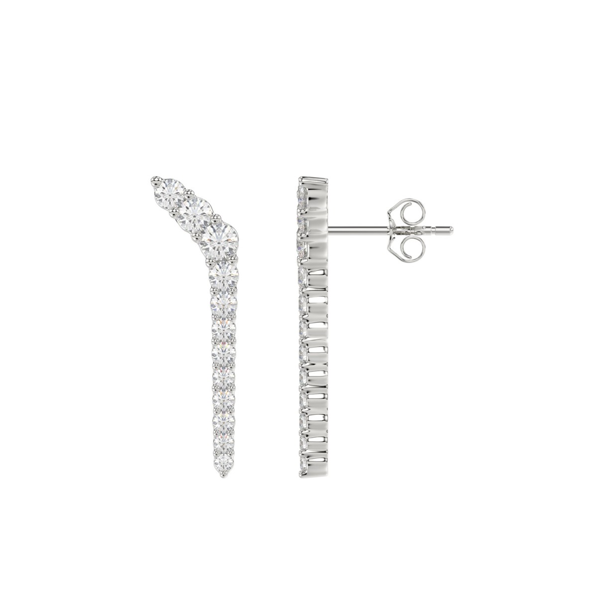 1/2CT Round Lab Grown Diamond Ladies Earrings Solid 10K White Gold (Color F-G -Clarity VS1/VS2)