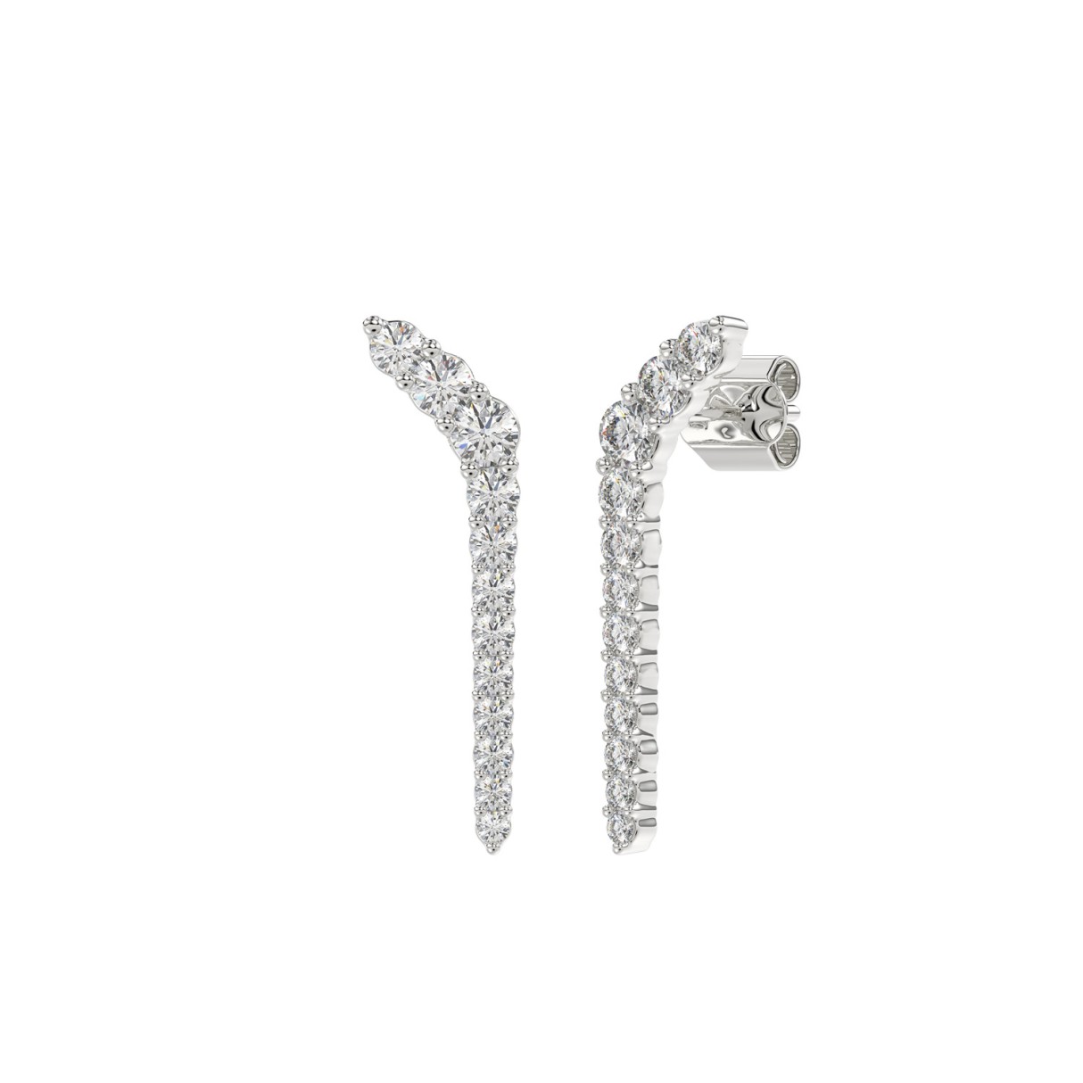 1/2CT Round Lab Grown Diamond Ladies Earrings Solid 10K White Gold (Color F-G -Clarity VS1/VS2)