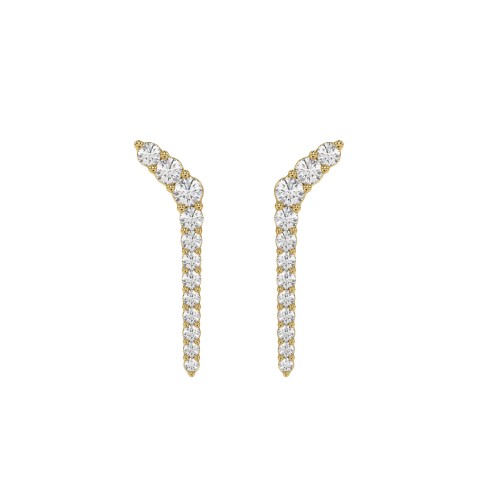 10K Yellow Gold 1/2 Ct Round Lab Brown Diamond Elegant Ladies Fine Jewelry Fashion Earrings (Color F-G -Clarity Vs1/Vs2)
