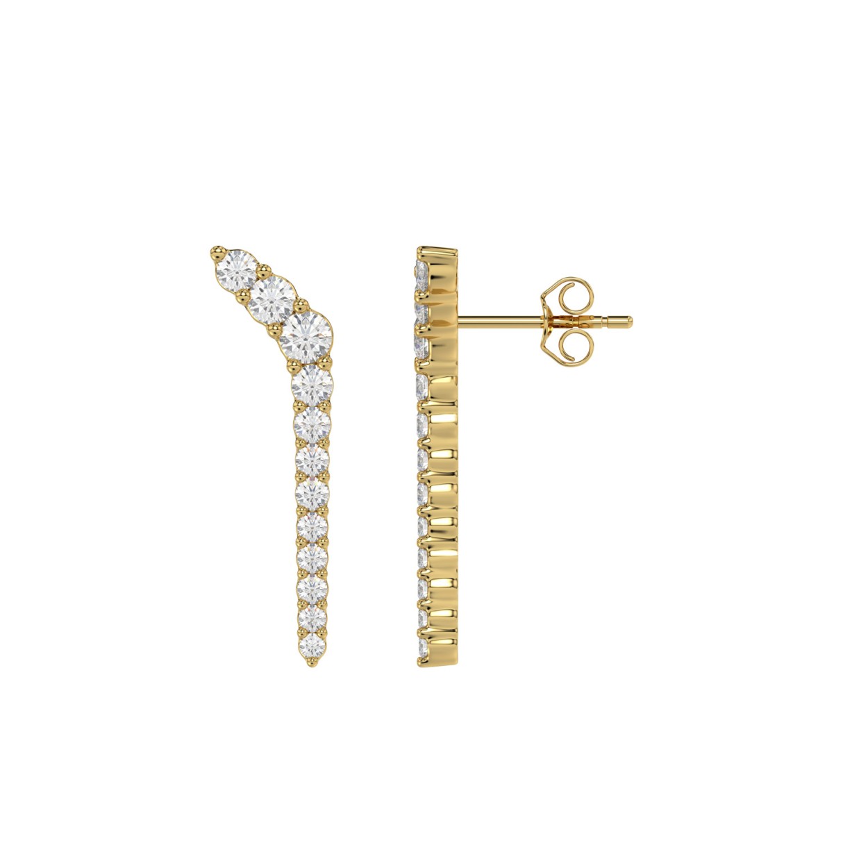 14K YELLOW GOLD 1/2CT ROUND DIAMOND LADIES EARRINGS