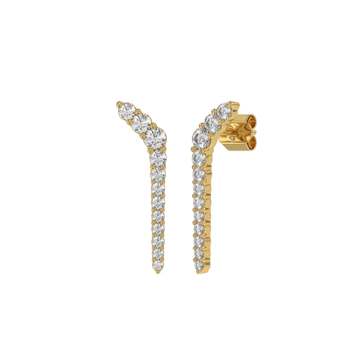 14K YELLOW GOLD 1/2CT ROUND DIAMOND LADIES EARRINGS