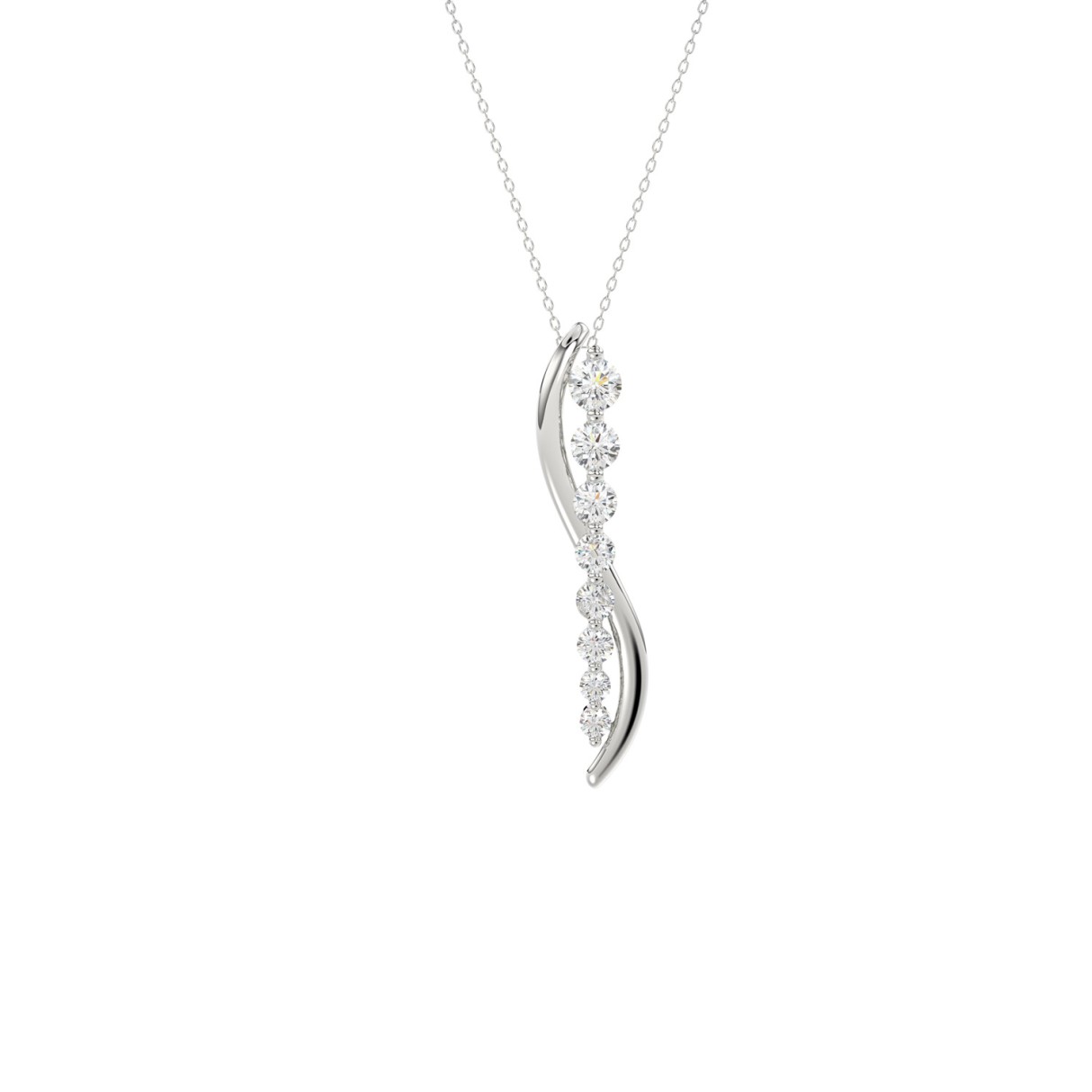10K White Gold 3/8 Ct Round Lab-Grown Diamond Pend...