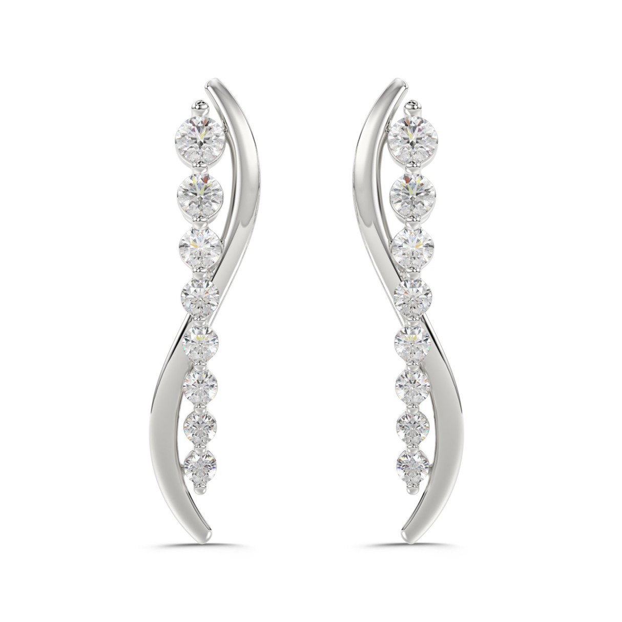14K WHITE GOLD 1/2CT ROUND DIAMOND LADIES EARRINGS...