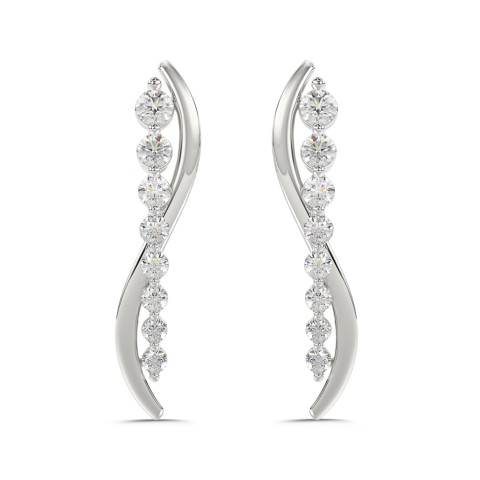 14K WHITE GOLD 1/2CT ROUND DIAMOND LADIES EARRINGS