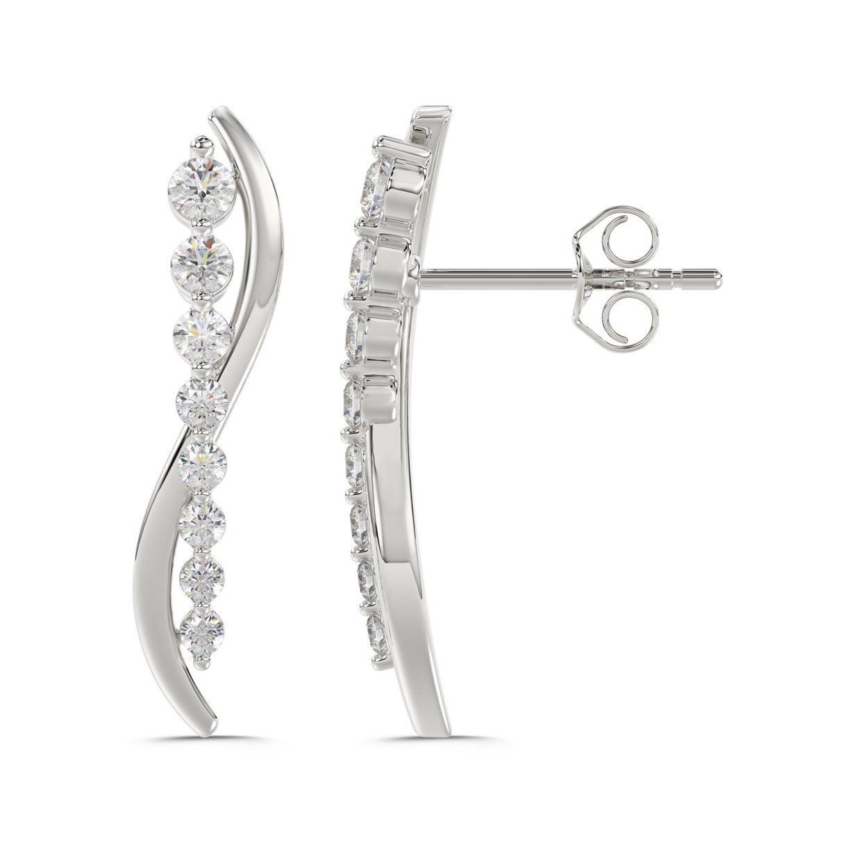 14K WHITE GOLD 1/2CT ROUND DIAMOND LADIES EARRINGS