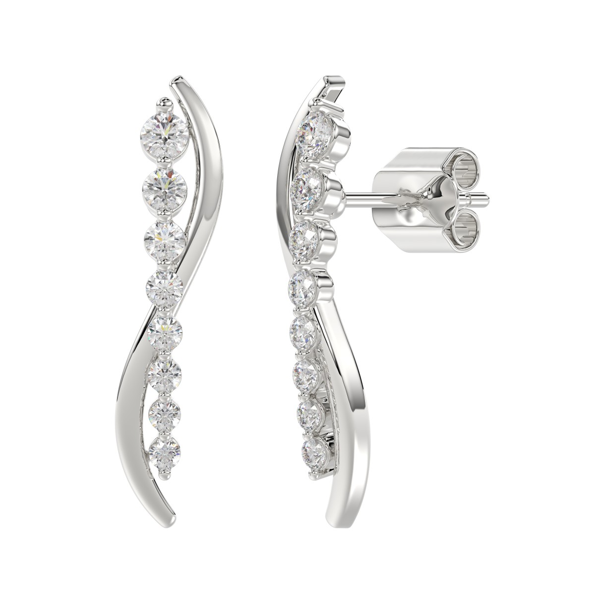 14K WHITE GOLD 1/2CT ROUND DIAMOND LADIES EARRINGS