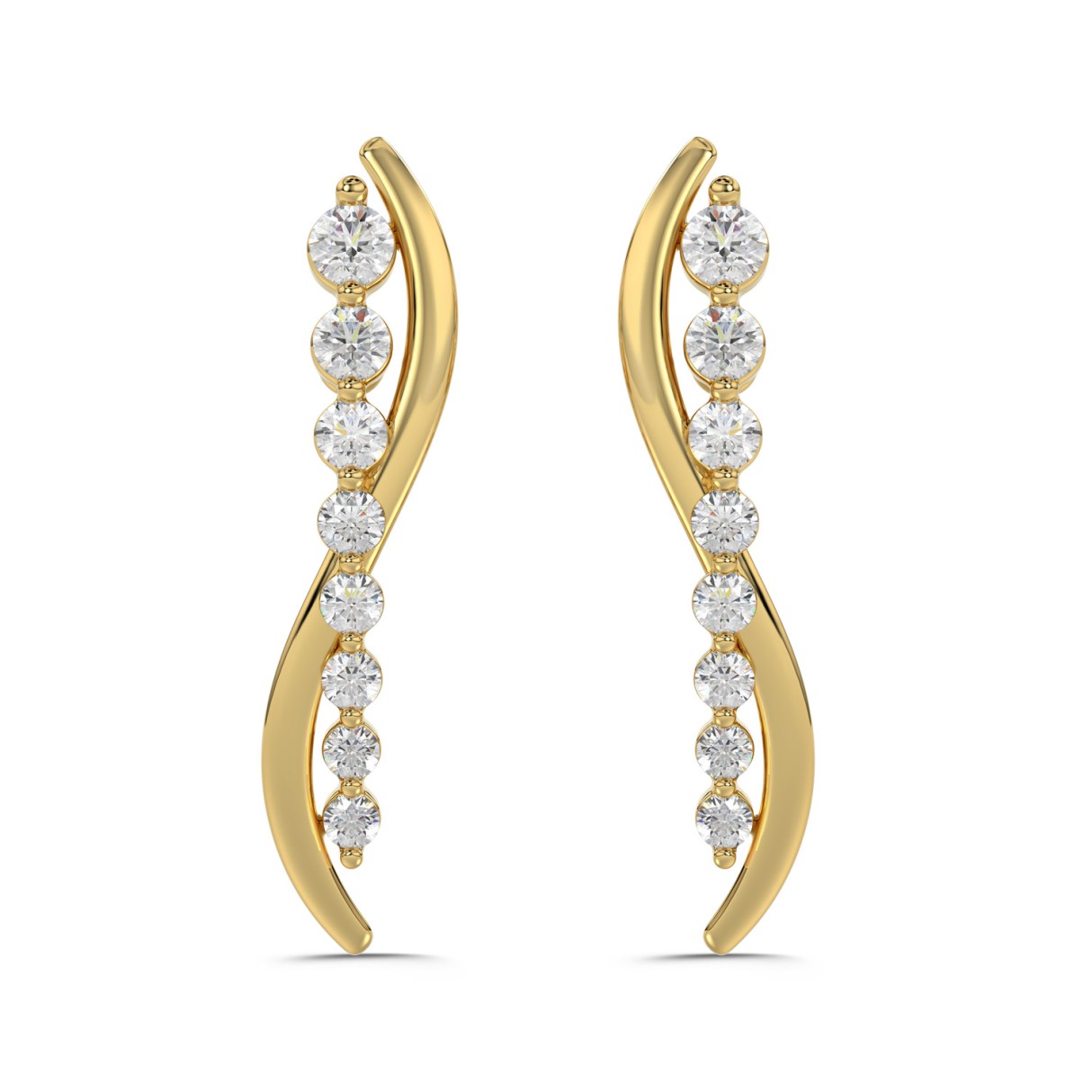 14K YELLOW GOLD 1/2CT ROUND DIAMOND LADIES EARRING...
