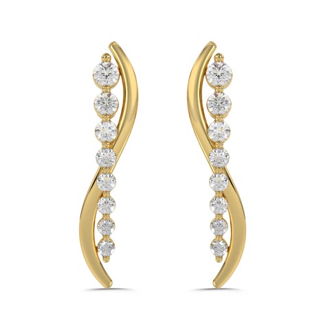 14K YELLOW GOLD 1/2CT ROUND DIAMOND LADIES EARRINGS