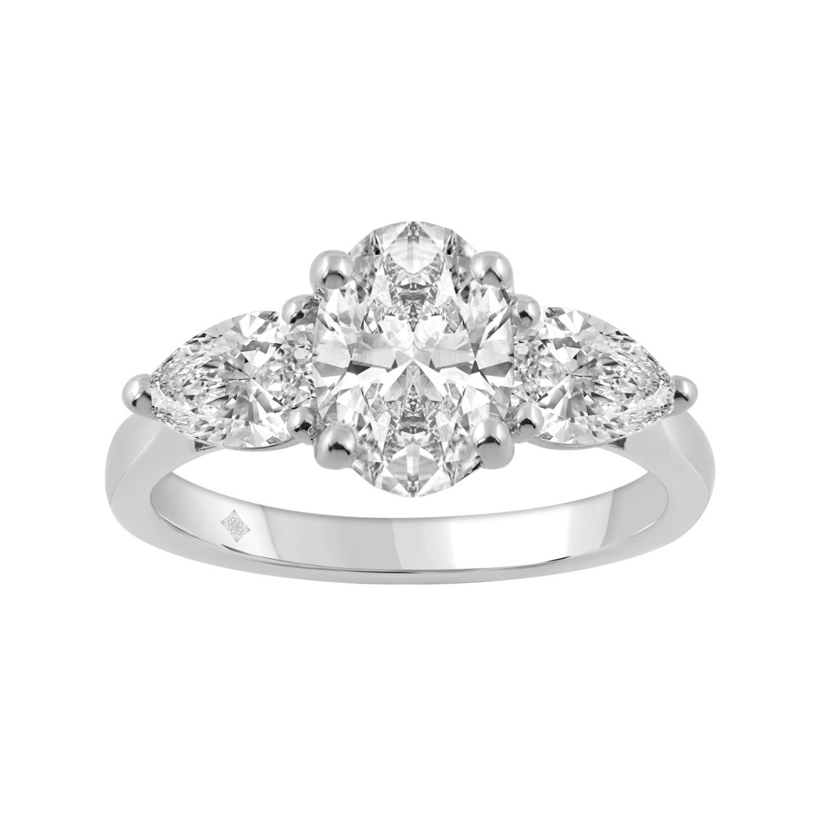 18K WHITE GOLD 2 1/2CT OVAL/PEAR DIAMOND LADIES RING