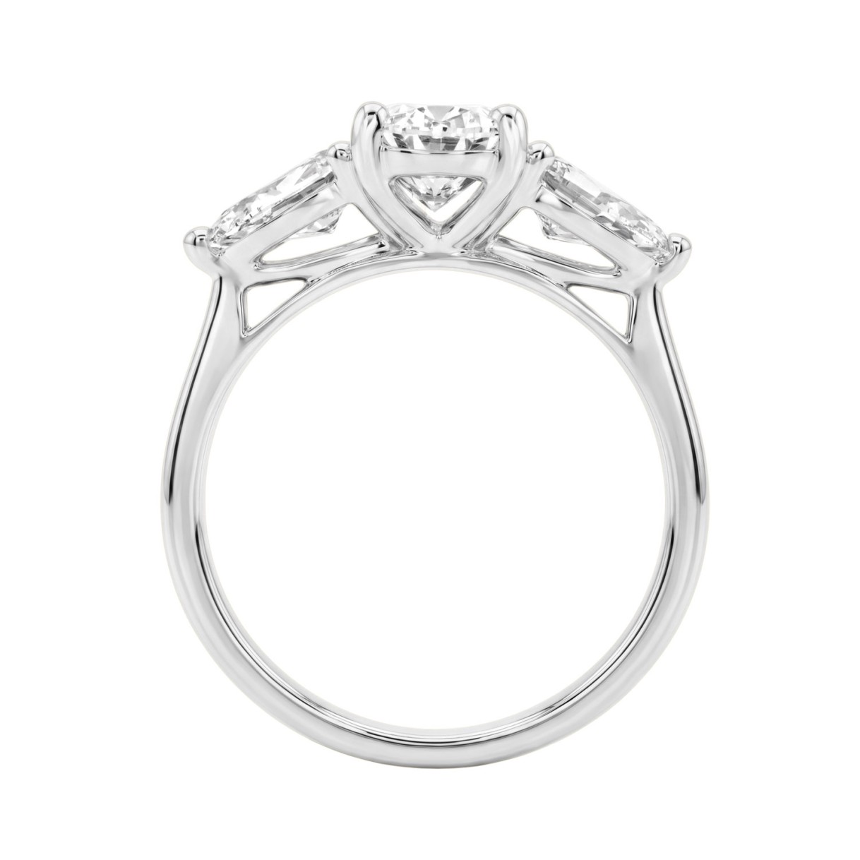 18K WHITE GOLD 2 1/2CT OVAL/PEAR DIAMOND LADIES RING