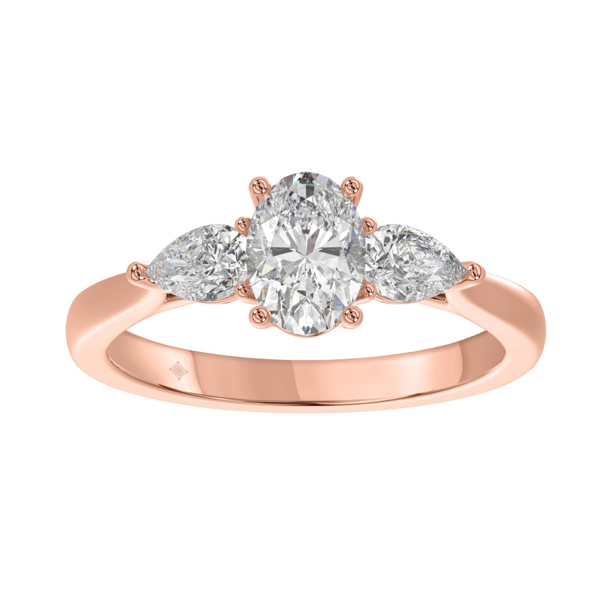 18K ROSE GOLD 1 1/6CT OVAL/PEAR DIAMOND LADIES RIN...