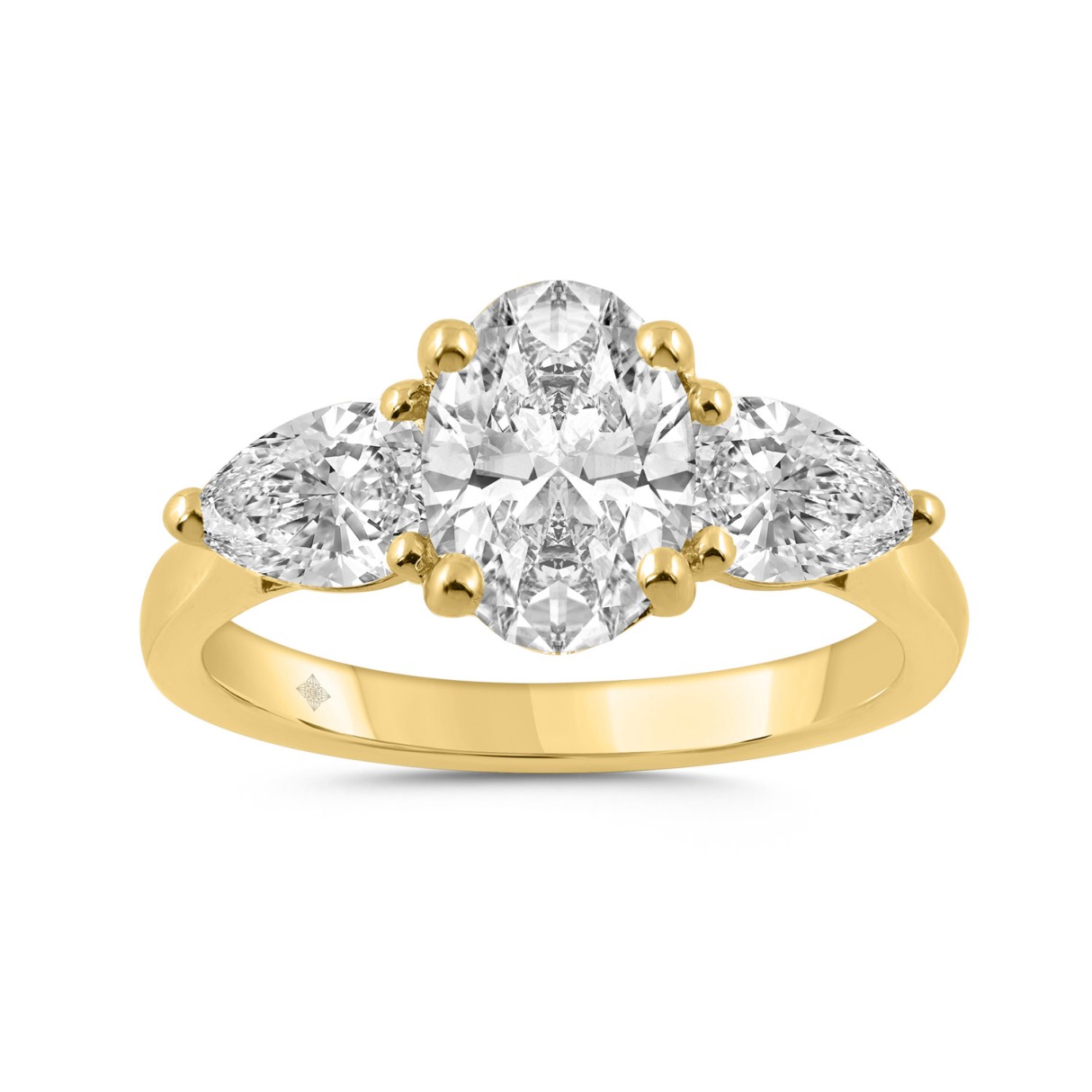 18K YELLOW GOLD 1 1/6CT OVAL/PEAR DIAMOND LADIES R...