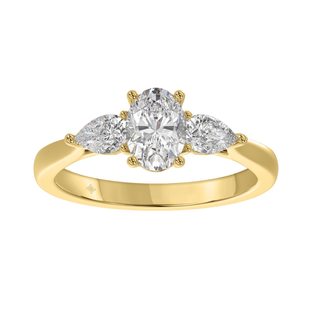 18K YELLOW GOLD 1 1/6CT OVAL/PEAR DIAMOND LADIES RING