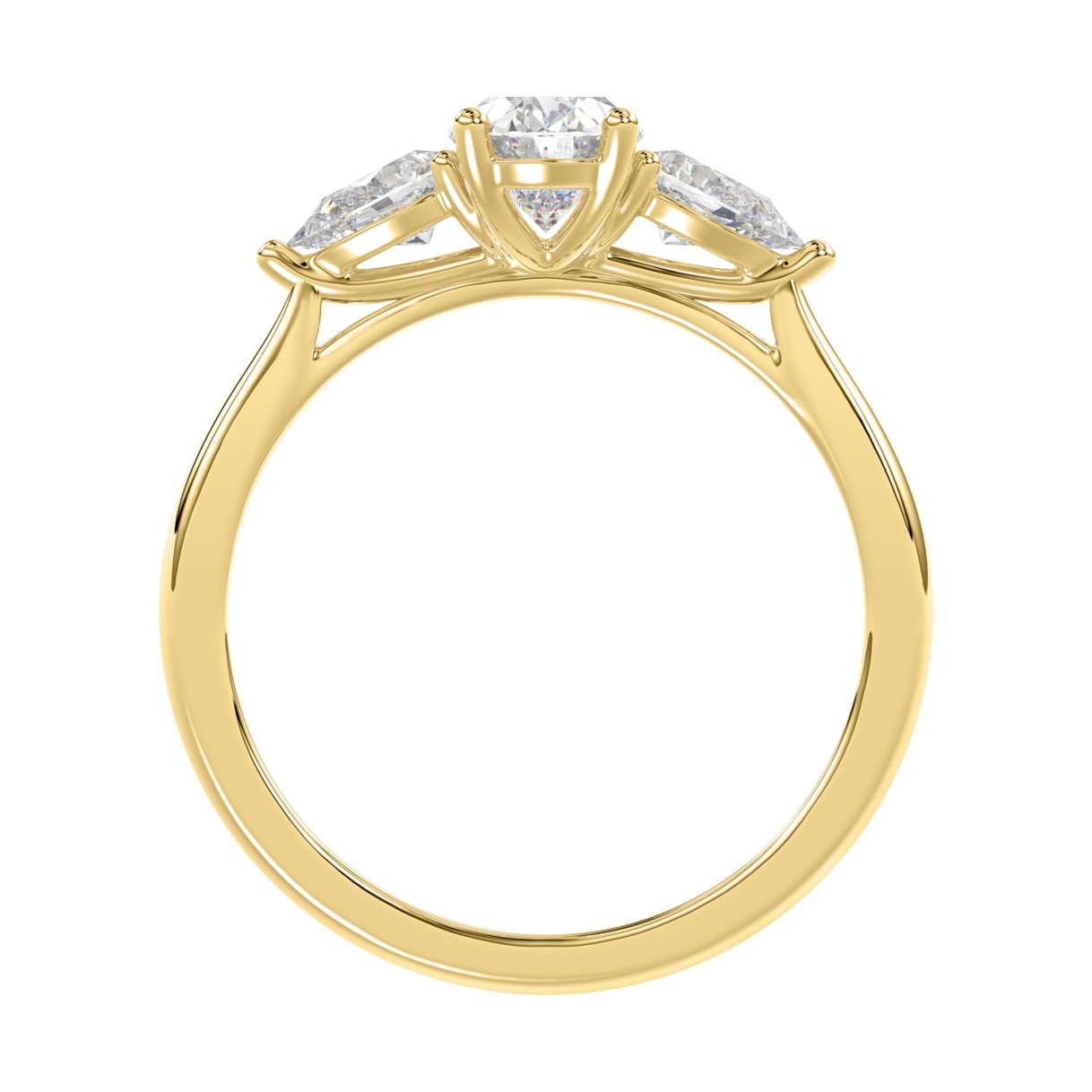18K YELLOW GOLD 1 1/6CT OVAL/PEAR DIAMOND LADIES RING