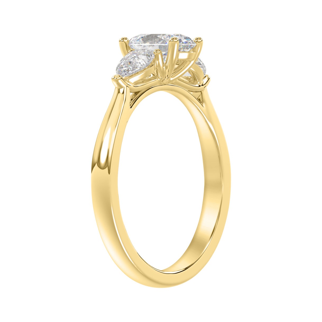 18K YELLOW GOLD 1 1/6CT OVAL/PEAR DIAMOND LADIES RING