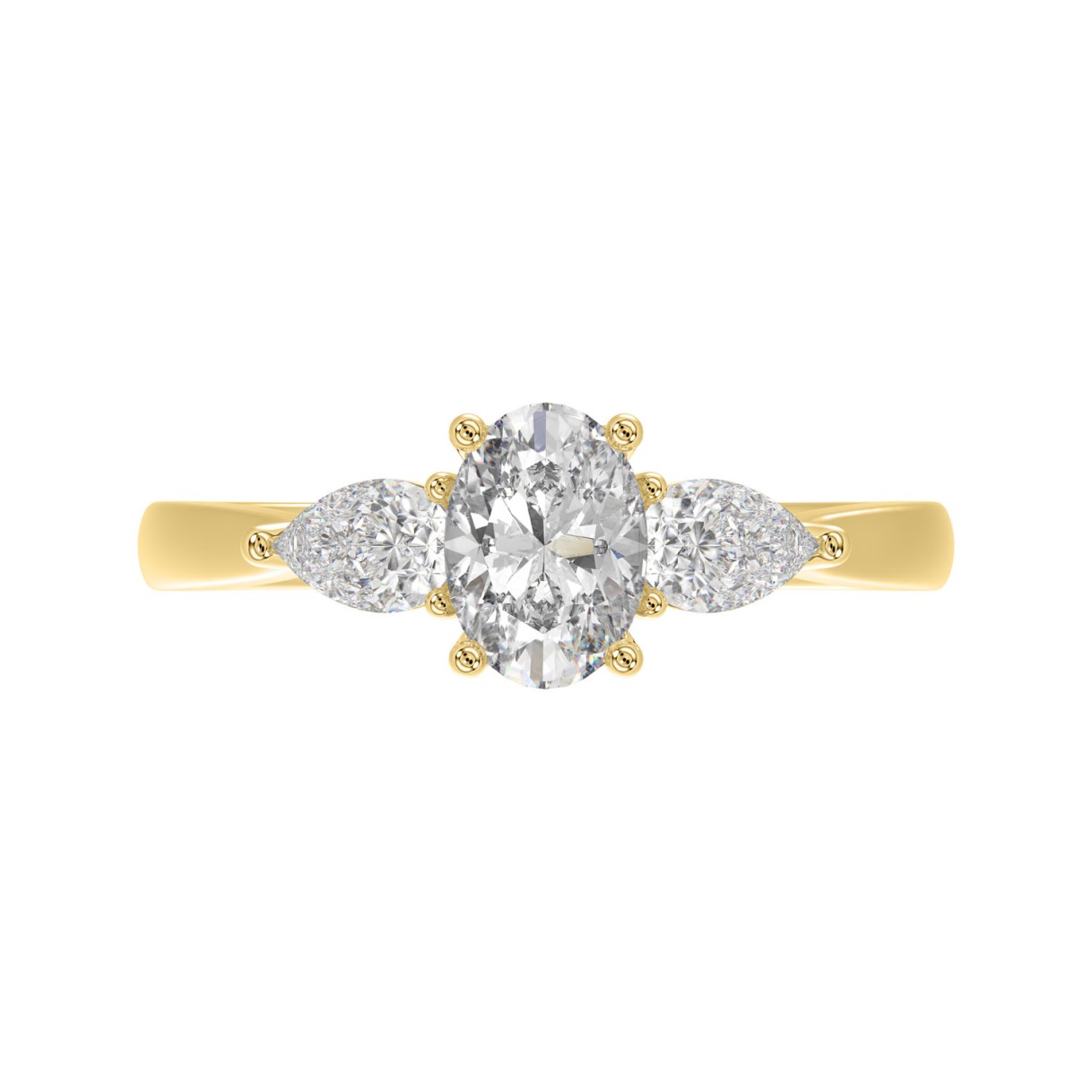 18K YELLOW GOLD 1 1/6CT OVAL/PEAR DIAMOND LADIES RING