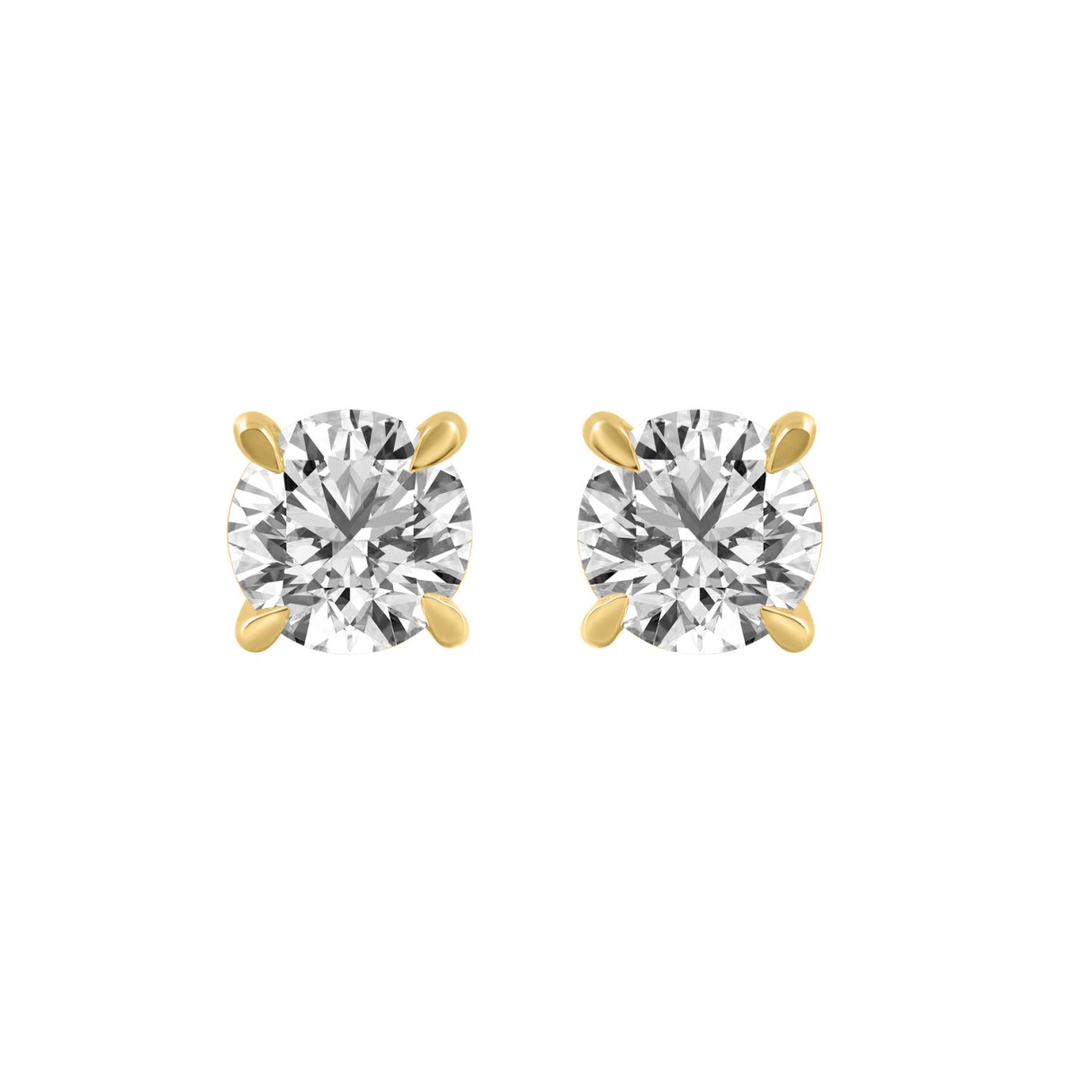 18K YELLOW GOLD 1 1/2CT ROUND DIAMOND STUDS EARRIN...