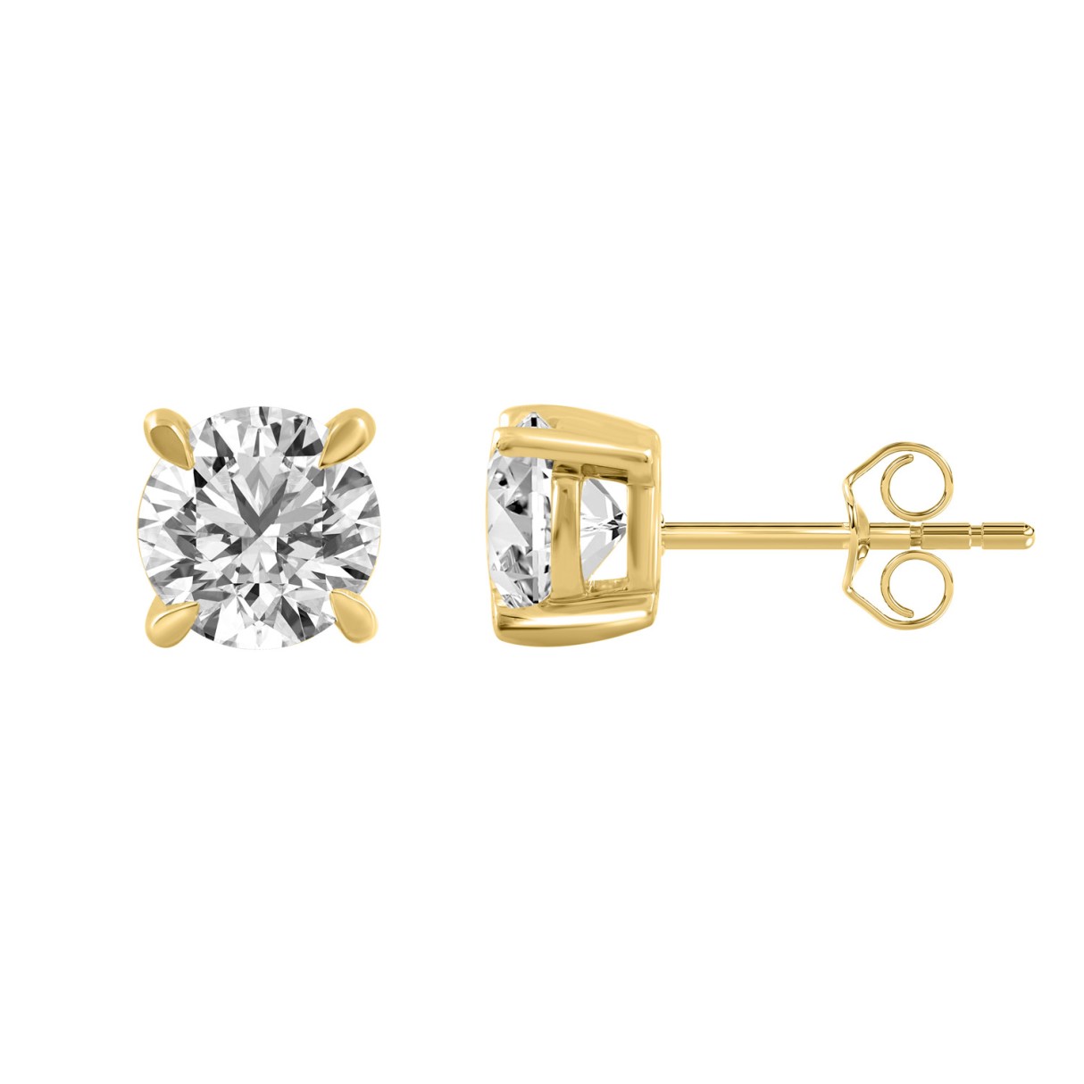 18K YELLOW GOLD 1 1/2CT ROUND DIAMOND STUDS EARRINGS