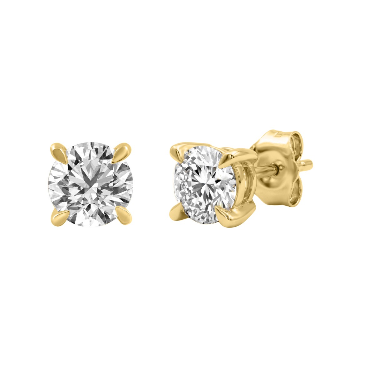 18K YELLOW GOLD 1 1/2CT ROUND DIAMOND STUDS EARRINGS