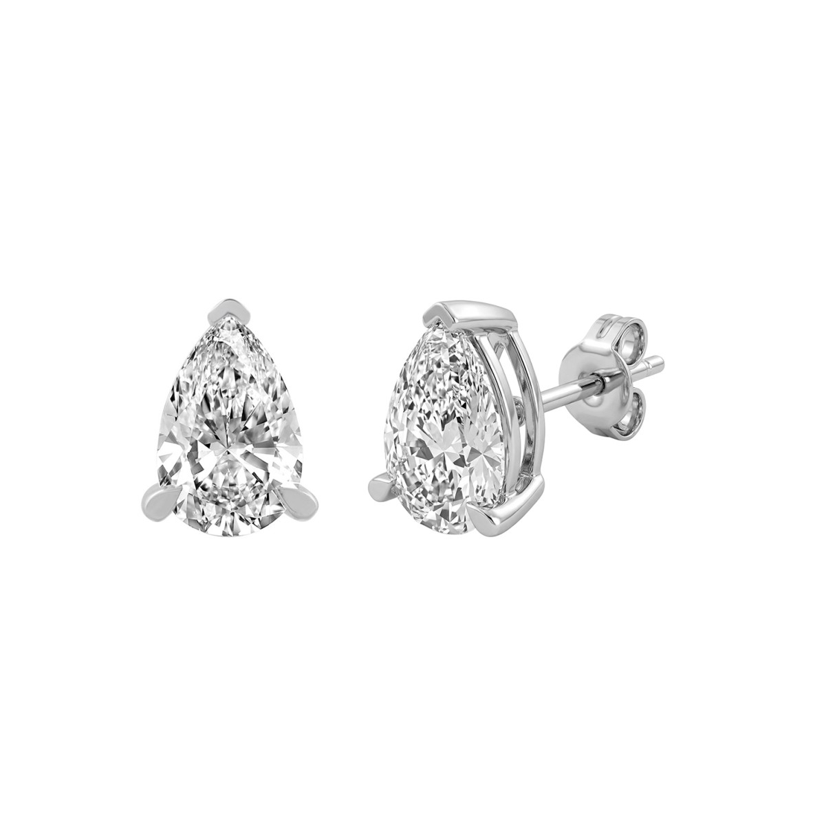 18K WHITE GOLD 2.00CT PEAR DIAMOND STUDS EARRINGS