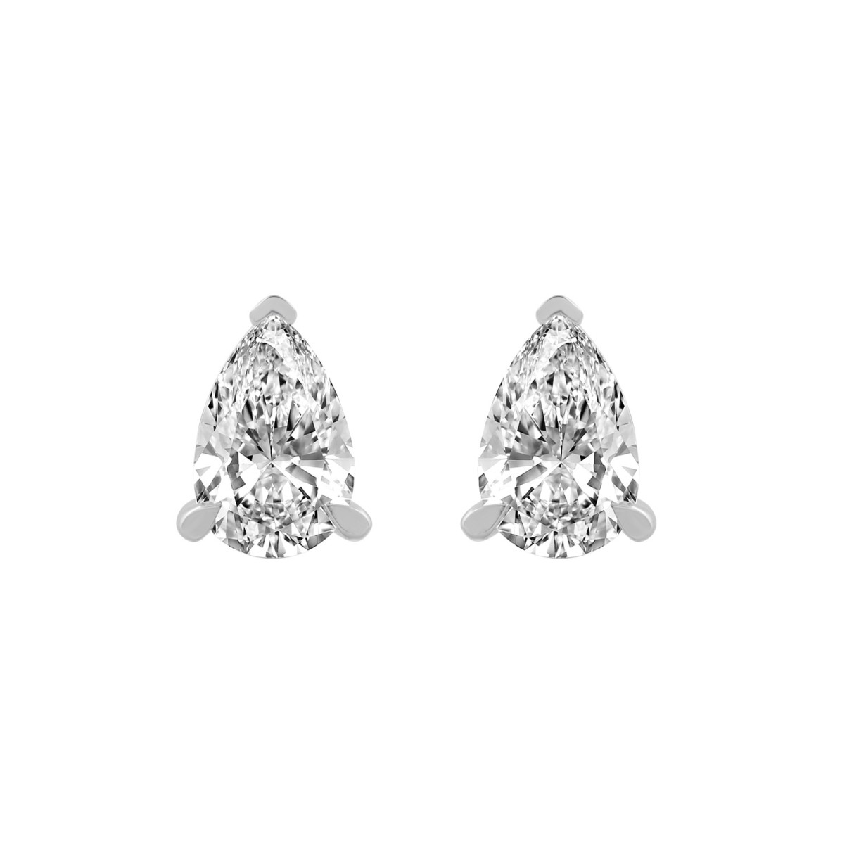 18K WHITE GOLD 3.00CT PEAR DIAMOND STUDS EARRINGS...