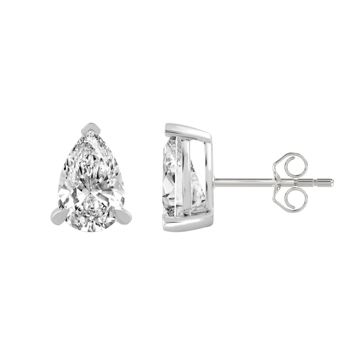 18K WHITE GOLD 3.00CT PEAR DIAMOND STUDS EARRINGS