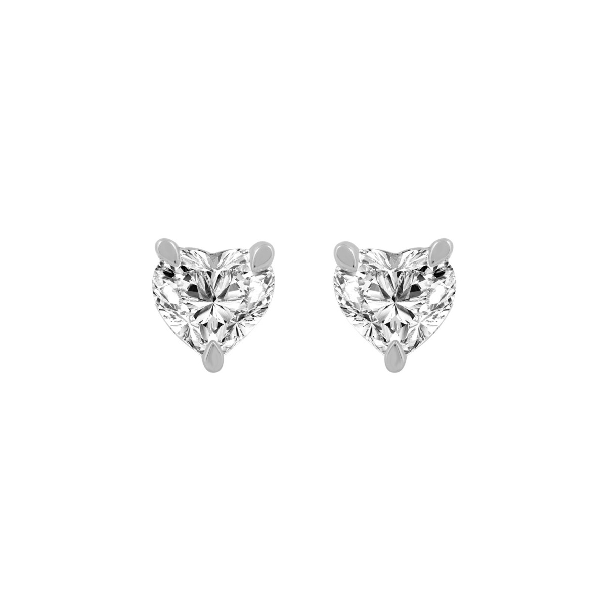 18K WHITE GOLD 1 1/2CT HEART DIAMOND STUDS EARRING...