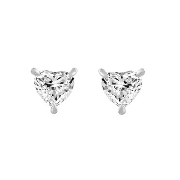 14K WHITE GOLD 1 1/2CT HEART DIAMOND LADIES STUDS EARRINGS