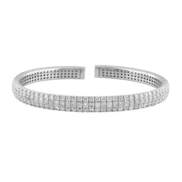 14K WHITE GOLD 5 1/2CT ROUND DIAMOND LADIES FLEXIBLE BANGLE