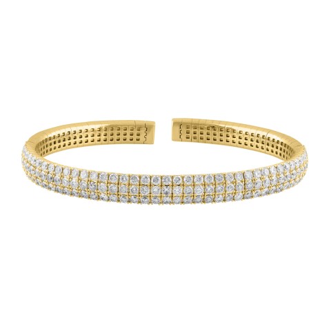 14K YELLOW GOLD 5 1/2CT ROUND DIAMOND LADIES FLEXIBLE BANGLE