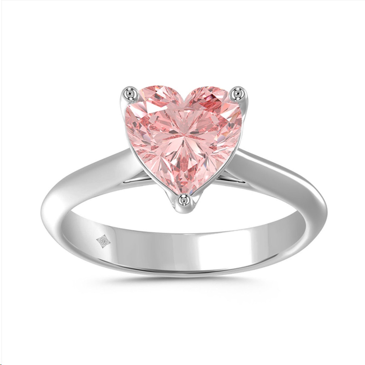 14K WHITE GOLD 2.00CT PINK HEART DIAMOND SOLITAIRE...