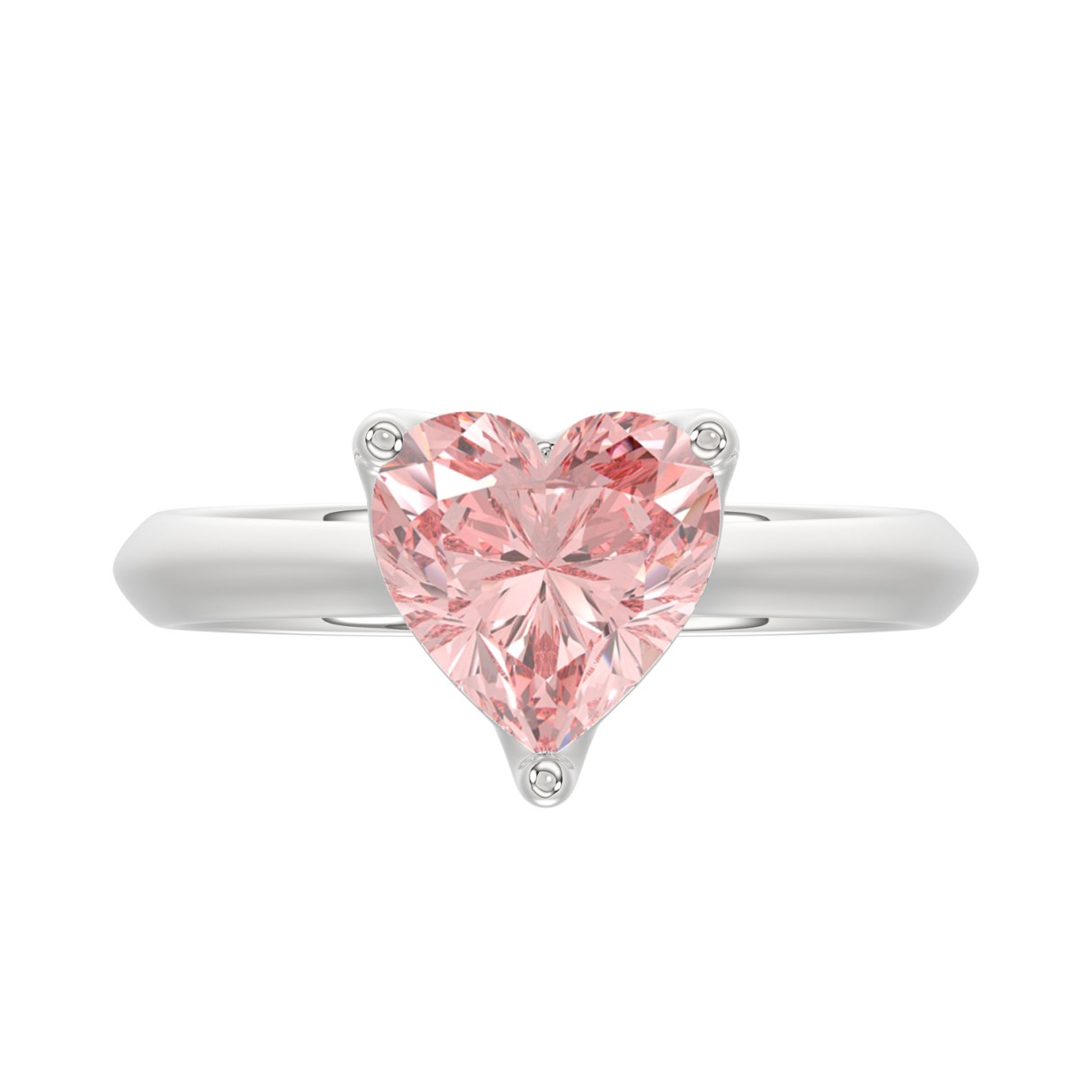 ETERNAL BLUSH COLLECTION 14K WHITE GOLD 2.00CT PINK HEART DIAMOND SOLITAIRE LADIES RING(CENTER STONE PINK HEART DIAMOND 2CT)