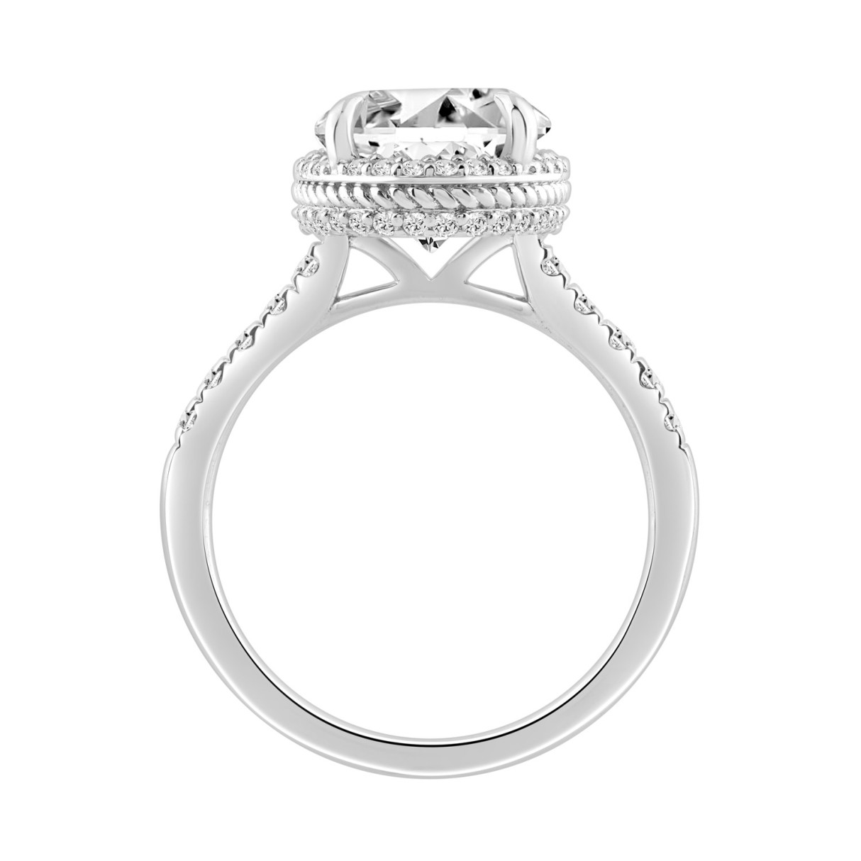 14K WHITE GOLD 5 1/2CT ROUND/OVAL DIAMOND LADIES RING (CENTER STONE OVAL DIAMOND 5CT)