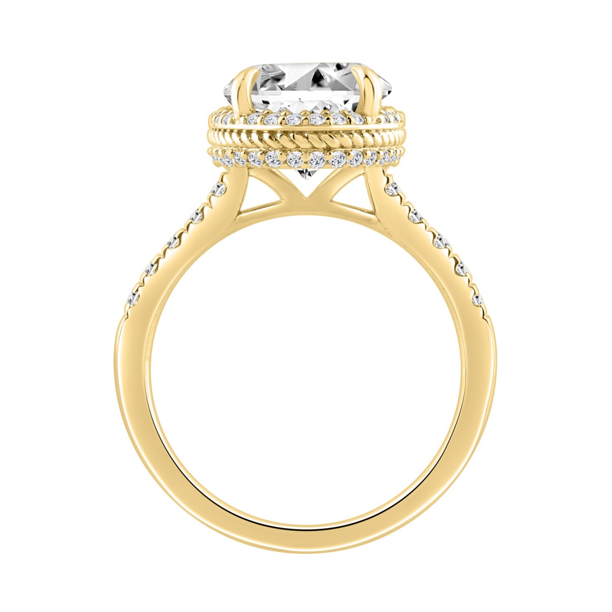 14K YELLOW GOLD 5 1/2CT ROUND/OVAL DIAMOND LADIES RING (CENTER STONE OVAL DIAMOND 5.00CT)