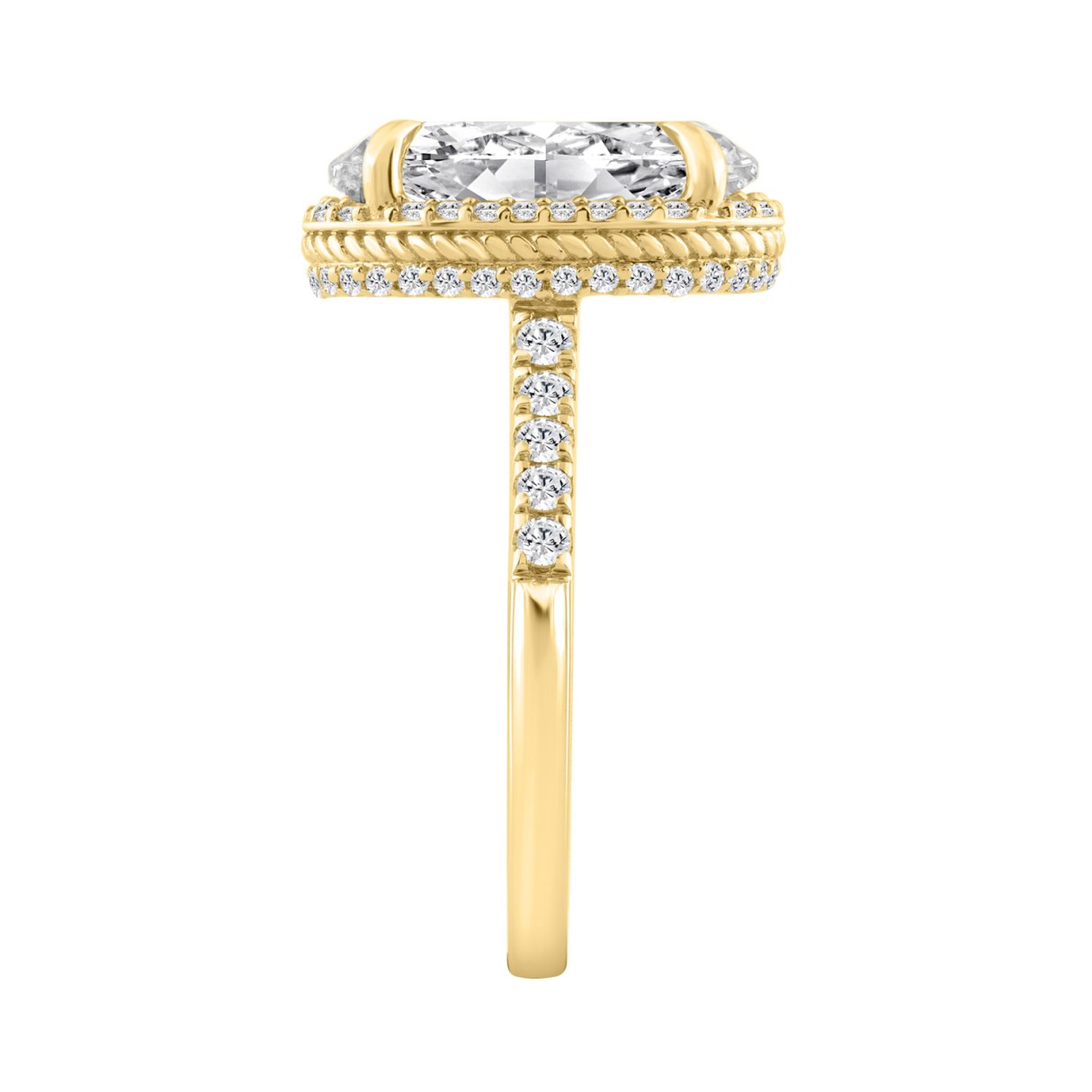 14K YELLOW GOLD 5 1/2CT ROUND/OVAL DIAMOND LADIES RING (CENTER STONE OVAL DIAMOND 5.00CT)