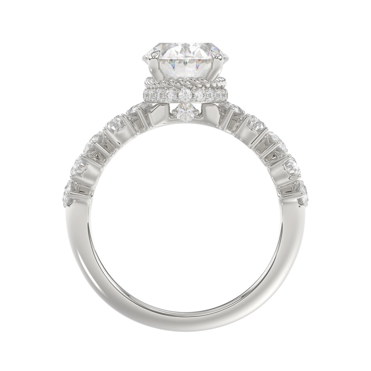 14K WHITE GOLD 2 3/4CT ROUND/OVAL/PEAR DIAMOND LADIES RING (CENTER STONE OVAL DIAMOND 2CT)