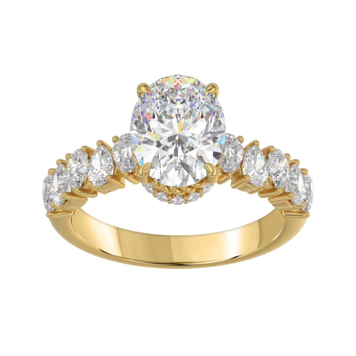 14K YELLOW GOLD 2 3/4CT ROUND/OVAL/PEAR DIAMOND LA...