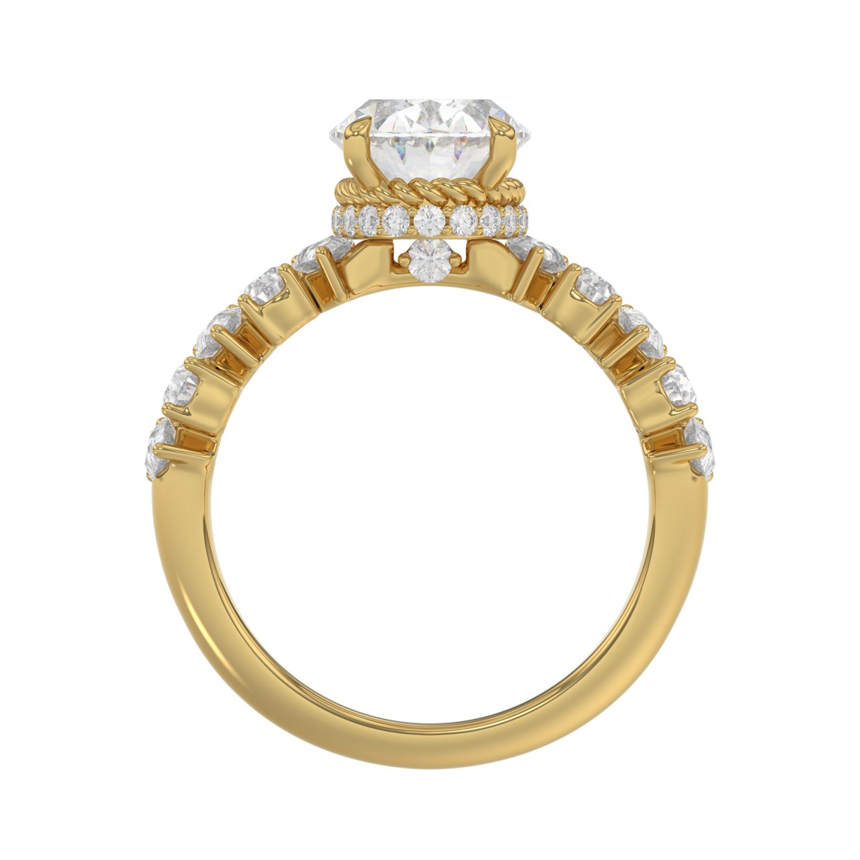 14K YELLOW GOLD 2 3/4CT ROUND/OVAL/PEAR DIAMOND LADIES RING (CENTER STONE OVAL DIAMOND 2CT)