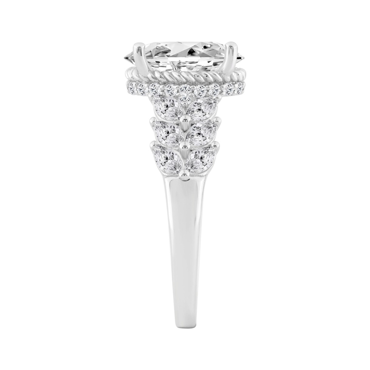 14K WHITE GOLD 4.00CT ROUND/OVAL/MARQUISE DIAMOND LADIES RING (CENTER STONE OVAL DIAMOND 3CT)