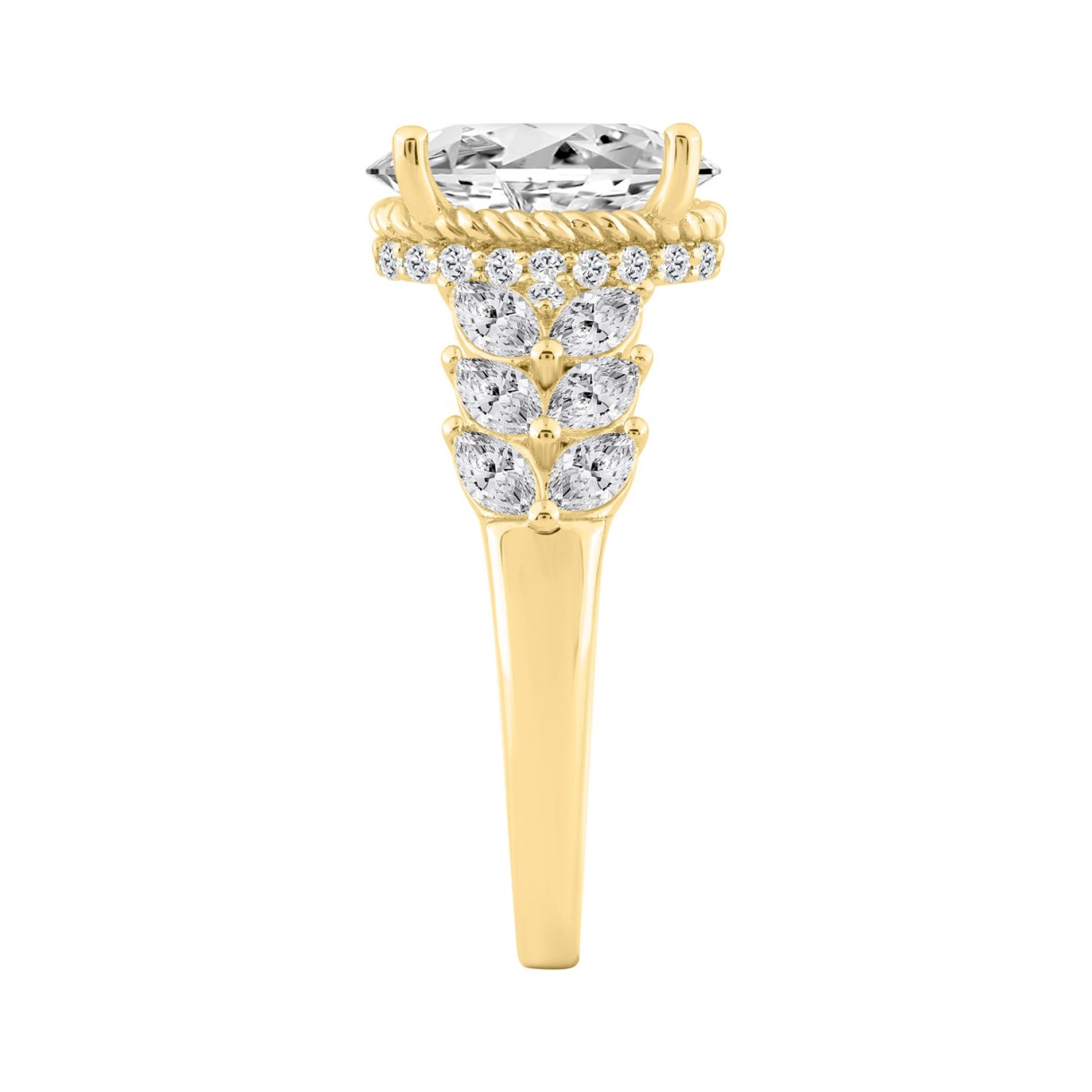 14K YELLOW GOLD 4.00CT ROUND/OVAL/MARQUISE DIAMOND LADIES RING (CENTER STONE OVAL DIAMOND 3CT)
