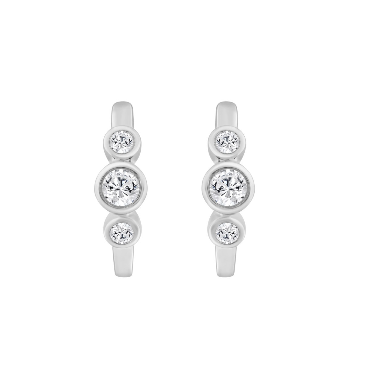 Elegant Ladies 14K White Gold 1/3CT Round Lab Grown Diamond Hoop Earrings  (Color F-G -Clarity VS1/VS2)