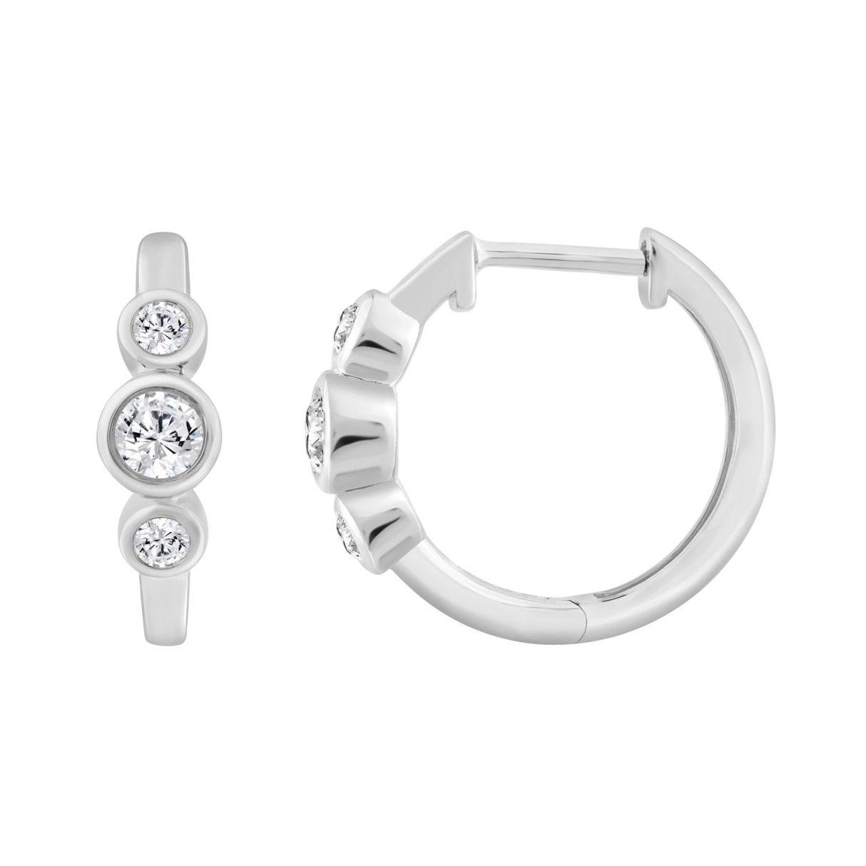 Elegant Ladies 14K White Gold 1/3CT Round Lab Grown Diamond Hoop Earrings  (Color F-G -Clarity VS1/VS2)