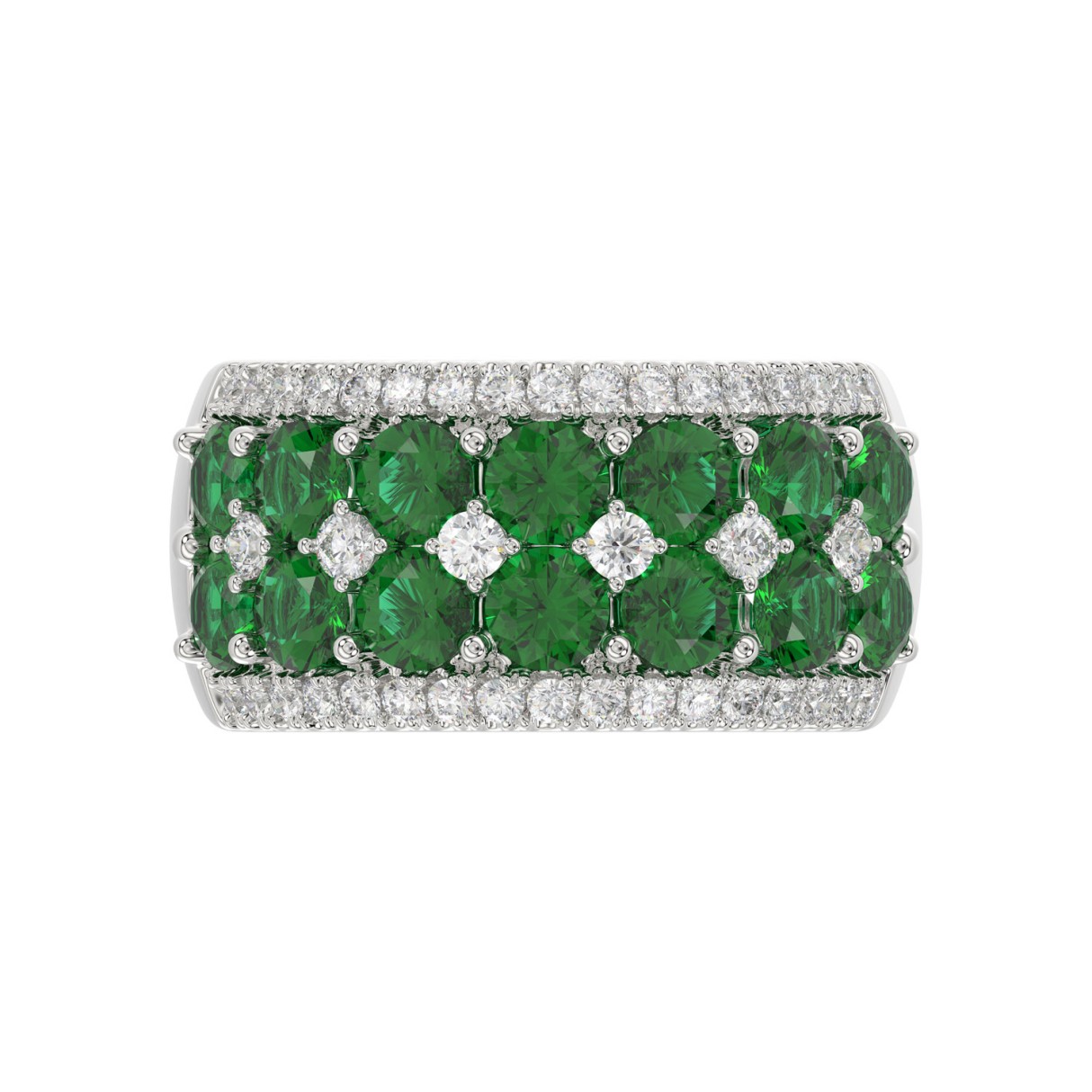 14K WHITE GOLD 4.00CT ROUND DIAMOND LADIES RING (CENTER STONE ROUND EMERALD DIAMOND 3 1/2CT)