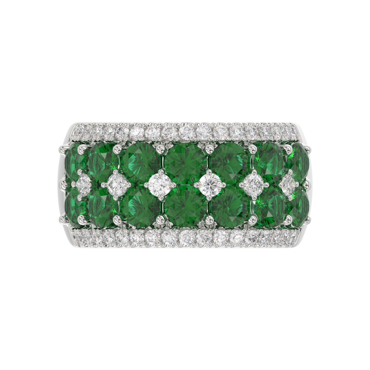 14K WHITE GOLD 4.00CT ROUND DIAMOND LADIES RING (CENTER STONE ROUND EMERALD DIAMOND 3 1/2CT)