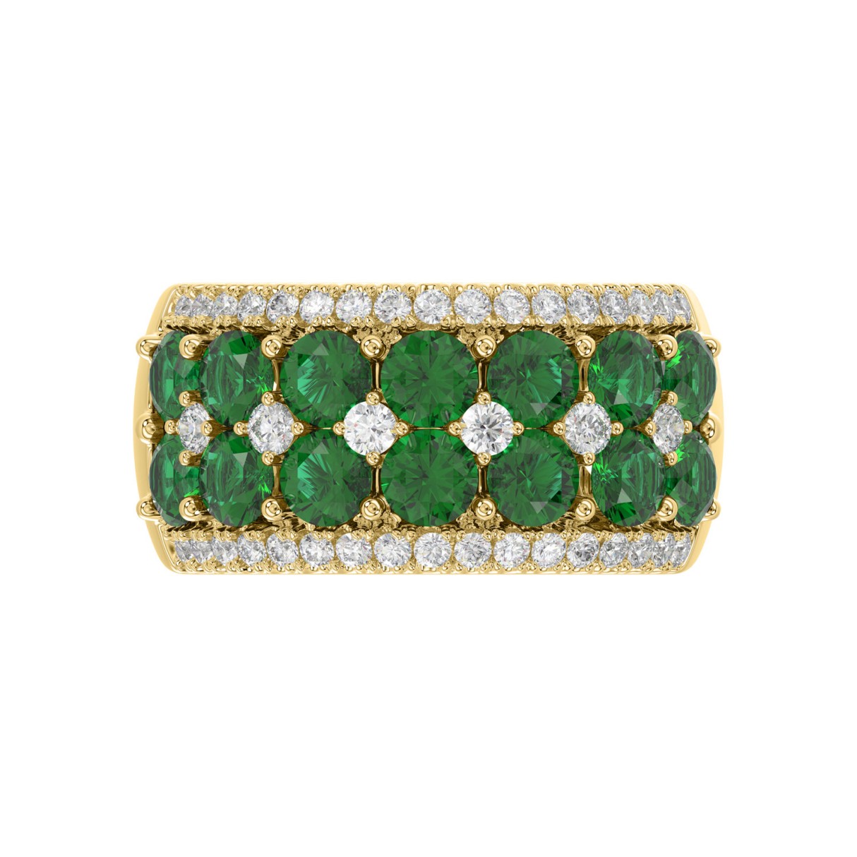 14K YELLOW GOLD 4.00CT ROUND DIAMOND LADIES RING (ROUND EMERALD DIAMOND 3 1/2CT)